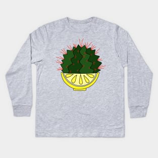 Cute Cactus Design #83: The Lemon Cactus Kids Long Sleeve T-Shirt